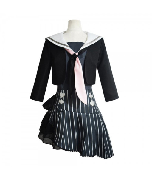 Women Black Sailor Suit Strip Skirt School Uniform JK Halloween Costume