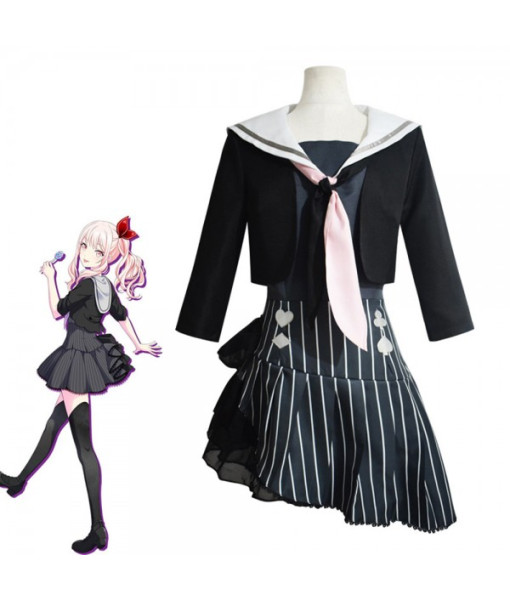 Women Black Sailor Suit Strip Skirt School Uniform JK Halloween Costume