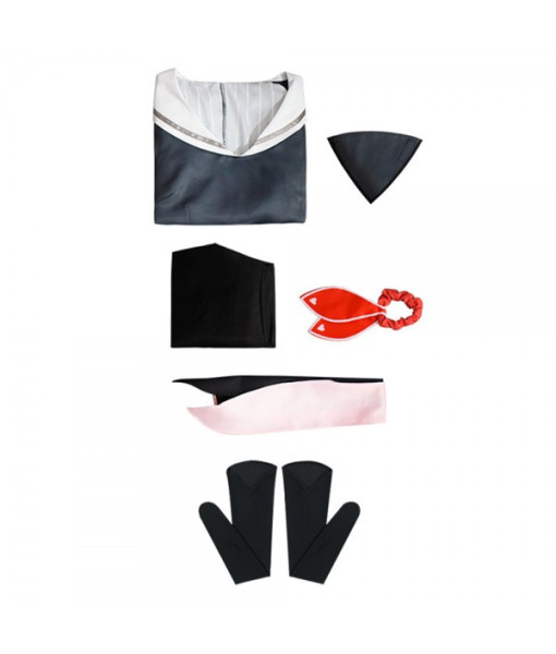 Women Black Sailor Suit Strip Skirt School Uniform JK Halloween Costume