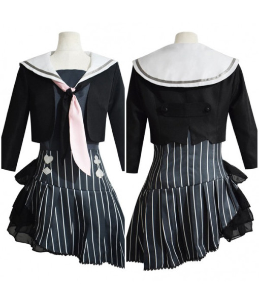Women Black Sailor Suit Strip Skirt School Uniform JK Halloween Costume