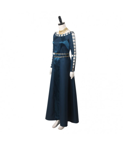 Women Medieval Fantasy Palace Strip Dress Blue Version Halloween Costume