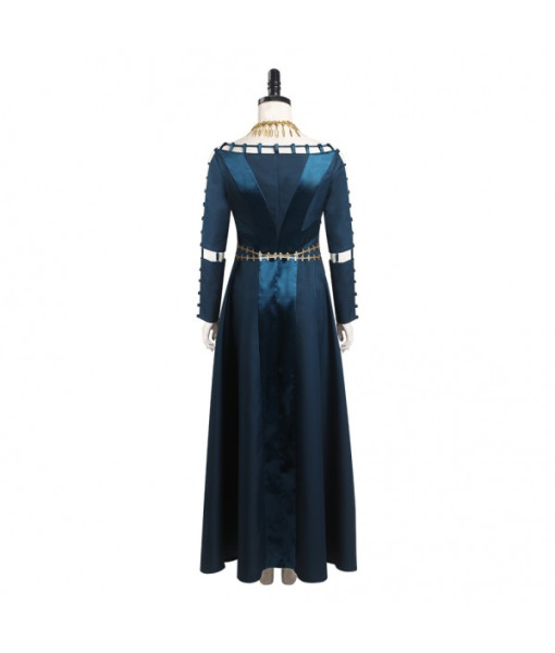 Women Medieval Fantasy Palace Strip Dress Blue Version Halloween Costume