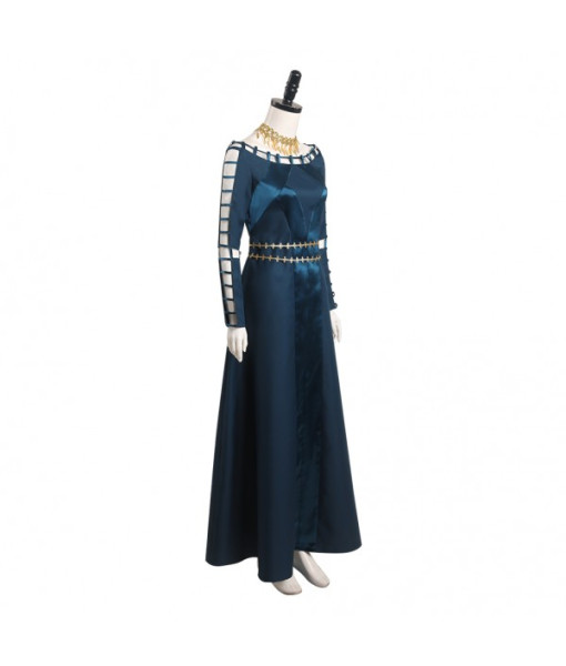 Women Medieval Fantasy Palace Strip Dress Blue Version Halloween Costume