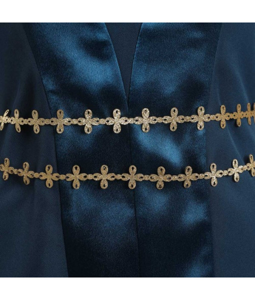 Women Medieval Fantasy Palace Strip Dress Blue Version Halloween Costume
