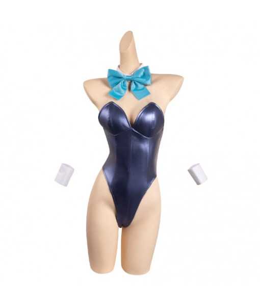 Women Dark Blue Bunny Girl Suit Sexy Outfit Halloween Costume