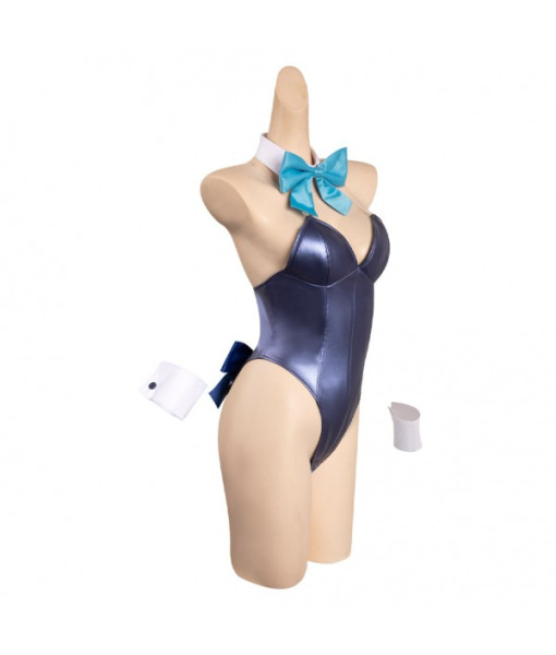 Women Dark Blue Bunny Girl Suit Sexy Outfit Halloween Costume
