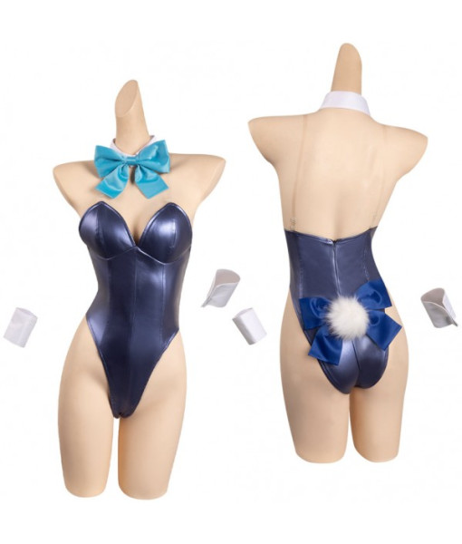 Women Dark Blue Bunny Girl Suit Sexy Outfit Halloween Costume