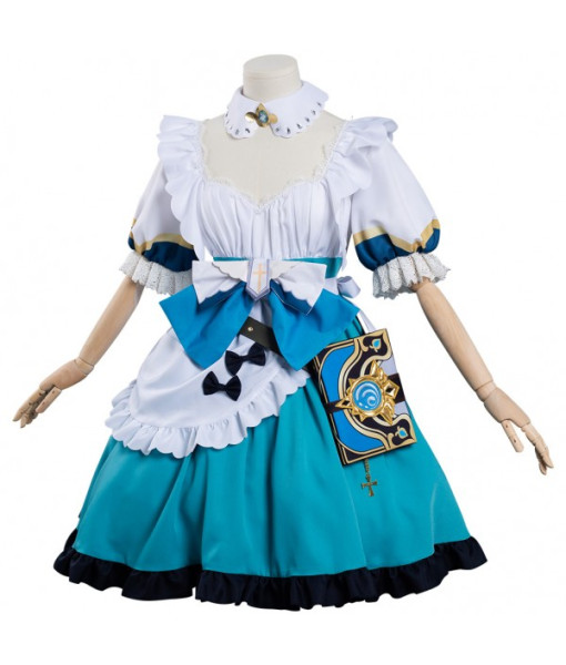 Barbara Genshin Impact Maid Outfit of Coffee Shop Cosplay Costume