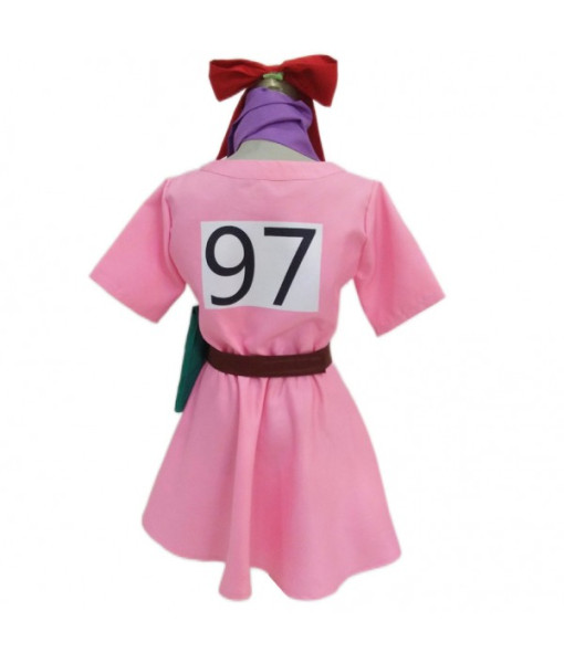 Women Pink Dress Red Bowtie Halloween Costume