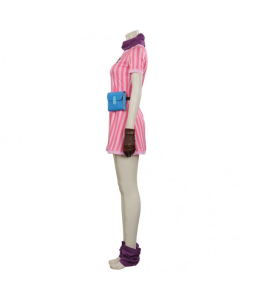 Women Pink Strip Outfit Sportwear Halloween Costume 