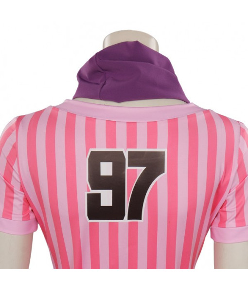 Women Pink Strip Outfit Sportwear Halloween Costume 