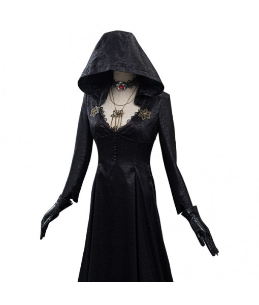 Women Fantasy Black Dress Veil Witch Bride Halloween Costume