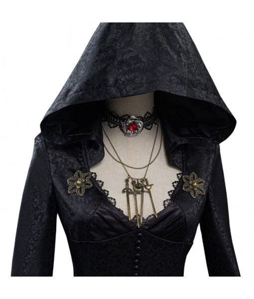 Women Fantasy Black Dress Veil Witch Bride Halloween Costume
