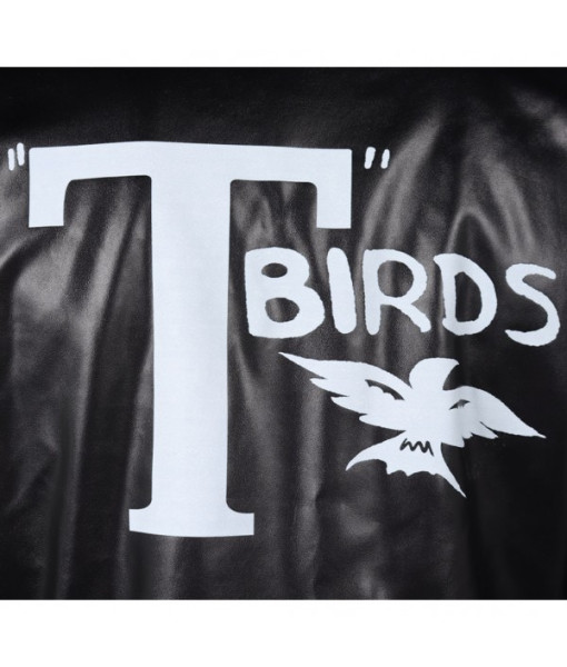 Men T-birds Printed Black Leather Jacket Casual Outfit 