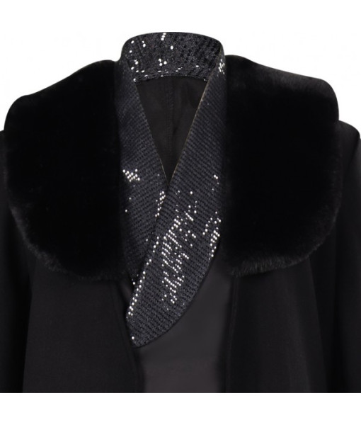Men Sequins Black Lining Long Coat Casual Outfit