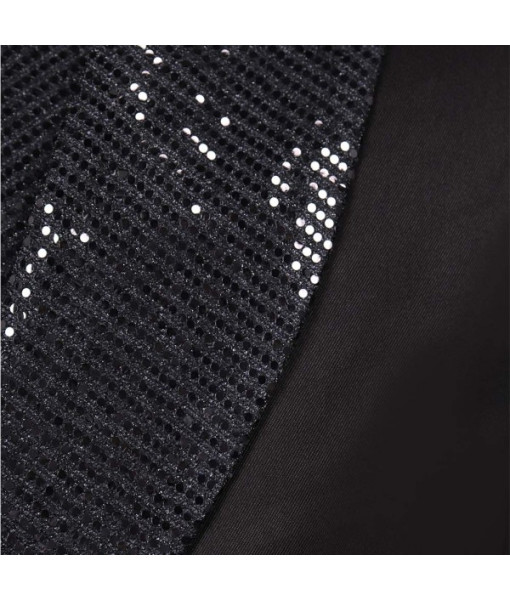 Men Sequins Black Lining Long Coat Casual Outfit