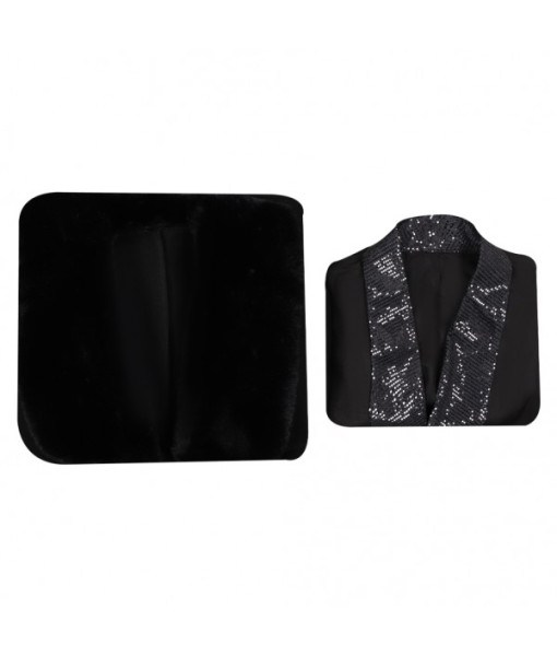 Men Sequins Black Lining Long Coat Casual Outfit