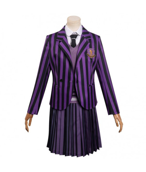 Enid Wednesday Addams Uniform Purple Version Halloween Cosplay Costume