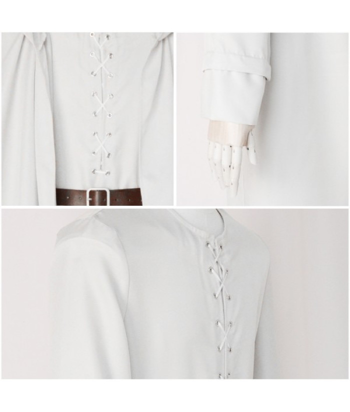Men Medieval Fantasy Mage Wizard White Robe Halloween Costume-Skycostume