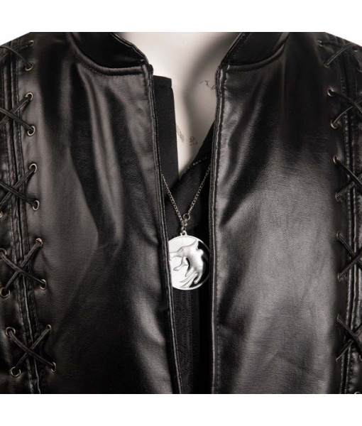 Men Medieval Black Linen Shirt Pants Leather Outfit Fullset Halloween Costume