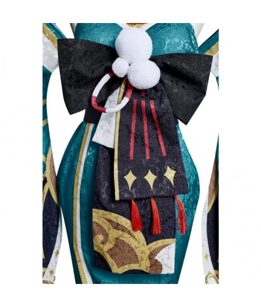 Women Blue Kimono Slim Fit Chest Long Dress Halloween Costume
