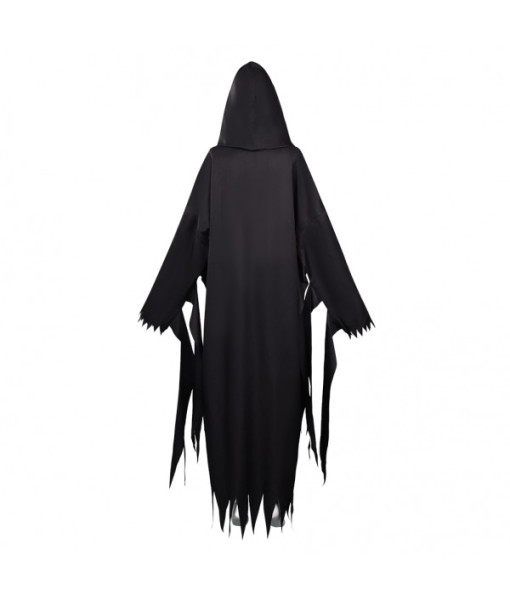 Men Black Cloak Mask Grim Killer Outfits Horror Halloween Costume