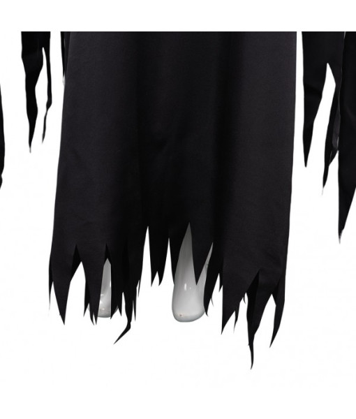 Men Black Cloak Mask Grim Killer Outfits Horror Halloween Costume