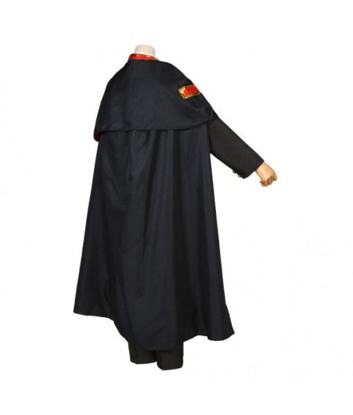 Men Black Uniform Red Cape Halloween Costume