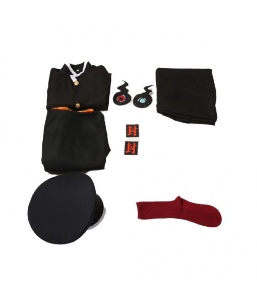 Men Black Uniform Red Cape Halloween Costume