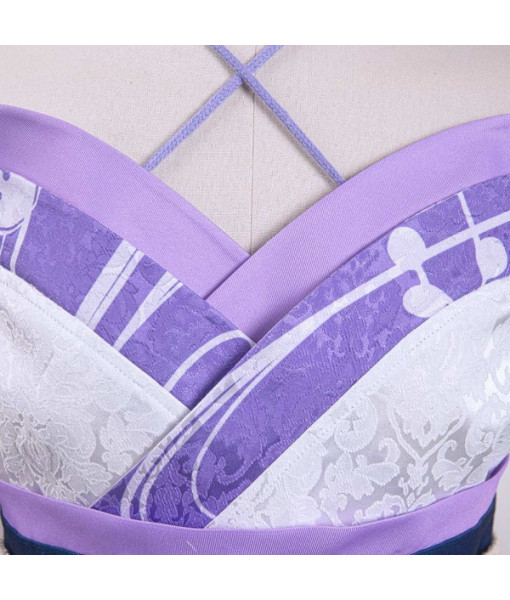 Women Purple Shoulder Kimono Design Fullset Outfit Halloween Costume
