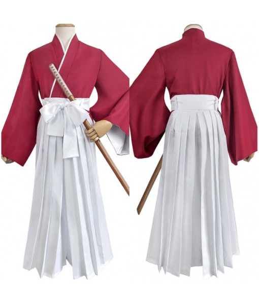 Men Kimono Red Japanese Traditional  Outfits Samurai Halloween Stage Costume
