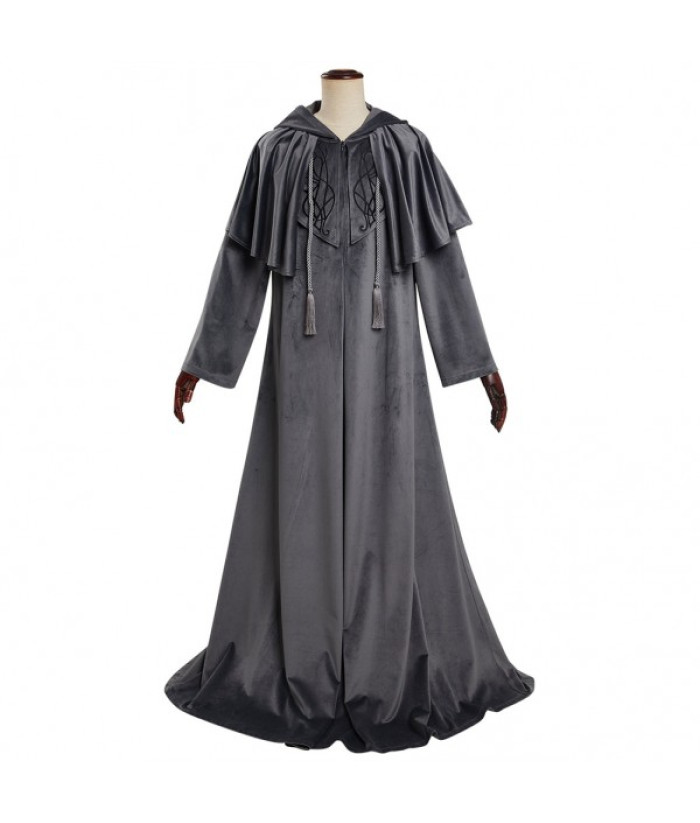Adult Grey Long Robe Cloak Mistery Witch Fantasy Halloween Costume ...