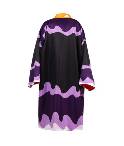 Men Orange Oversized Kimono Black Outfit Samurai Halloween Costume