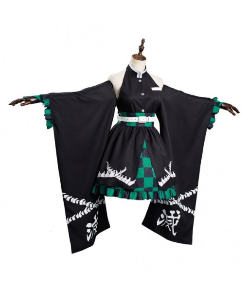Women Black Kimono Long Sleeve Lolita Dress Halloween Costume