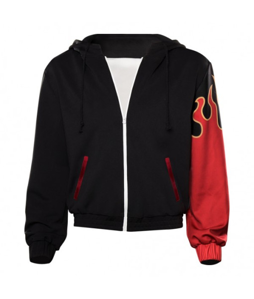 Men Black Jacket Red Sleeve Coat