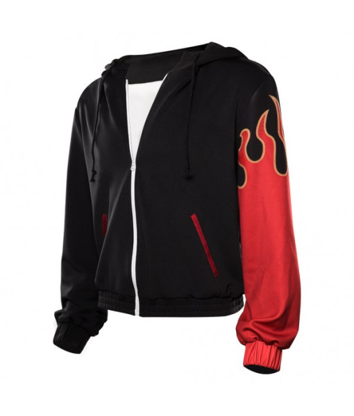 Men Black Jacket Red Sleeve Coat