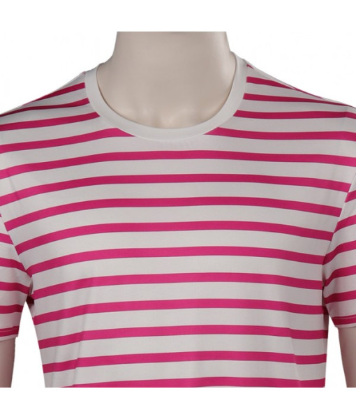 Men Pink Stripes T-shirt Hat Sailor Summer Outfit 