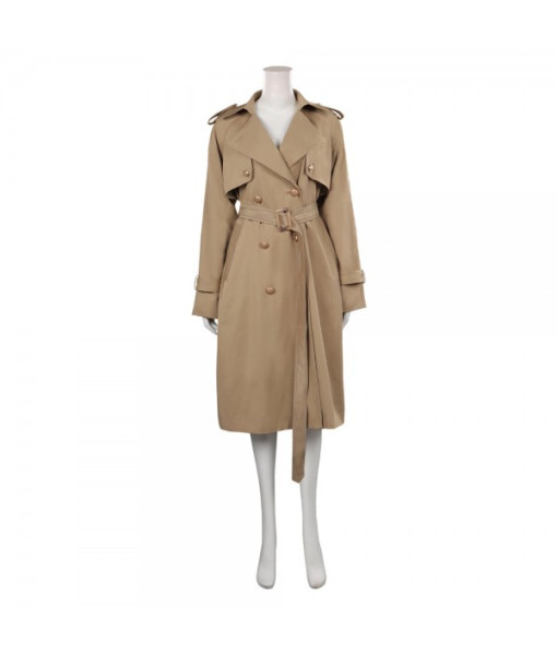 Women Khaki Coat Trench Overcoat Waist Popular Style Ins Outfit