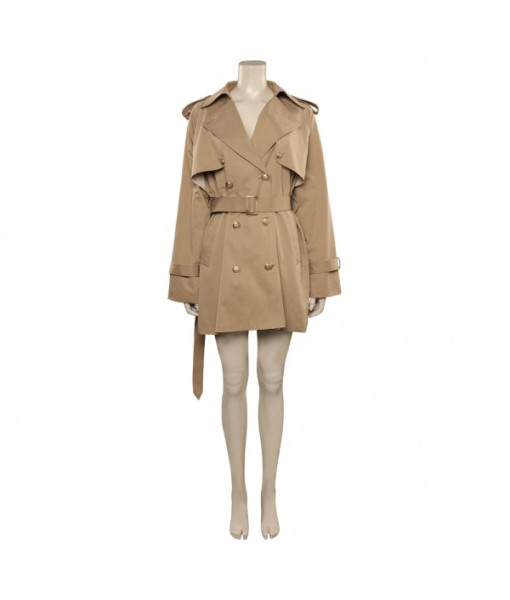 Women Khaki Short Coat Jacket Windbreaker Popular Style Outfit