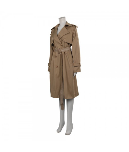 Women Khaki Coat Trench Overcoat Waist Popular Style Ins Outfit