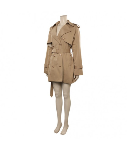 Women Khaki Short Coat Jacket Windbreaker Popular Style Outfit