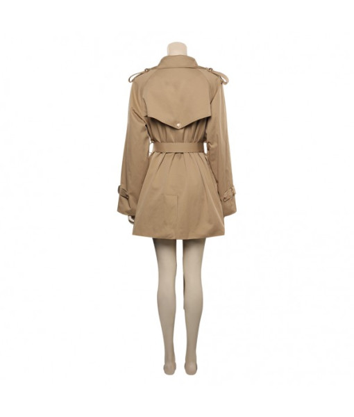 Women Khaki Short Coat Jacket Windbreaker Popular Style Outfit