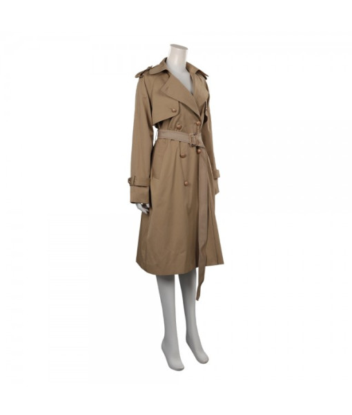 Women Khaki Coat Trench Overcoat Waist Popular Style Ins Outfit