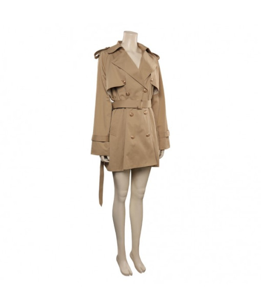 Women Khaki Short Coat Jacket Windbreaker Popular Style Outfit