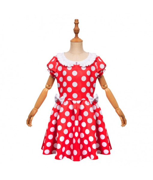 Kids Girls Polka Dots Dress Halloween Cosplay Costume