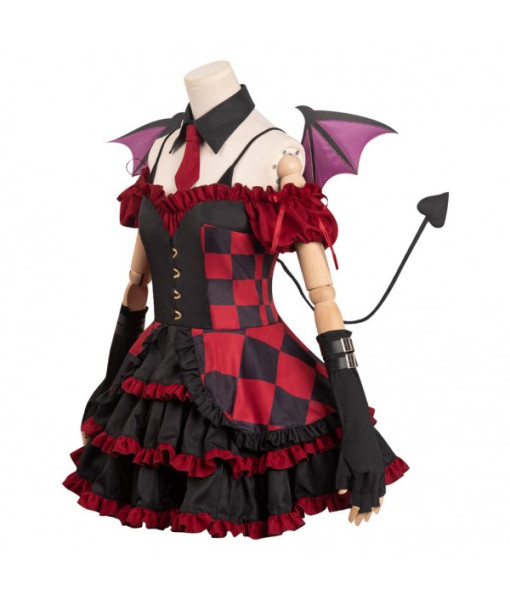 Women Black Red Devil Wing Lolita Dress Halloween Costume