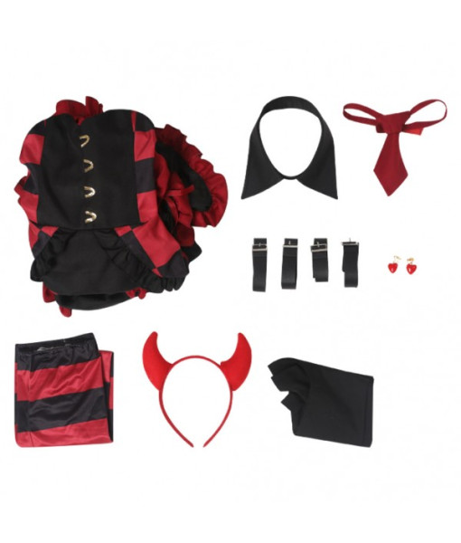Women Black Red Devil Wing Lolita Dress Halloween Costume