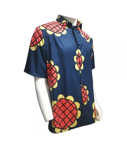 Men Sunflowers DarK Blue Beach Shirt Hawaii Style Summer Time 