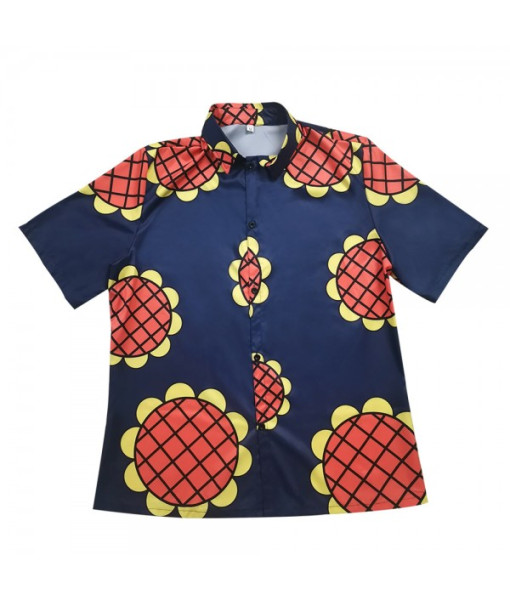 Men Sunflowers DarK Blue Beach Shirt Hawaii Style Summer Time 