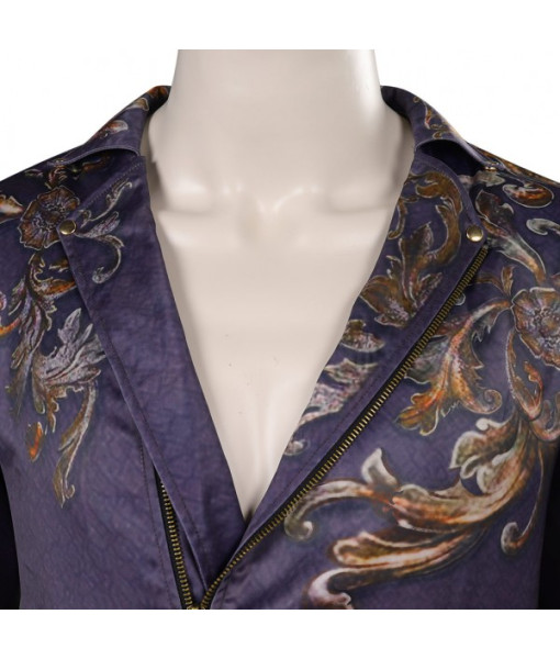 Men Leather Gradient Printed Jacket